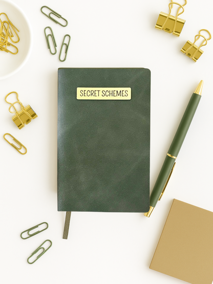 Mini Memos™️ Journal｜Secret Schemes Small Faux Leather Pocket Notebook