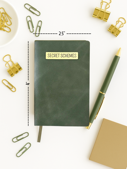 Mini Memos™️ Journal｜Secret Schemes Small Faux Leather Pocket Notebook