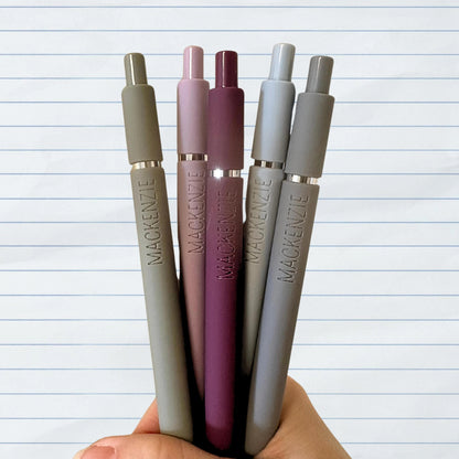 Custom Engraved Soft Touch Gel Pens - Set of 5