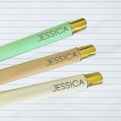 Gold Trim Custom Engraved Gel Pens - Set of 3
