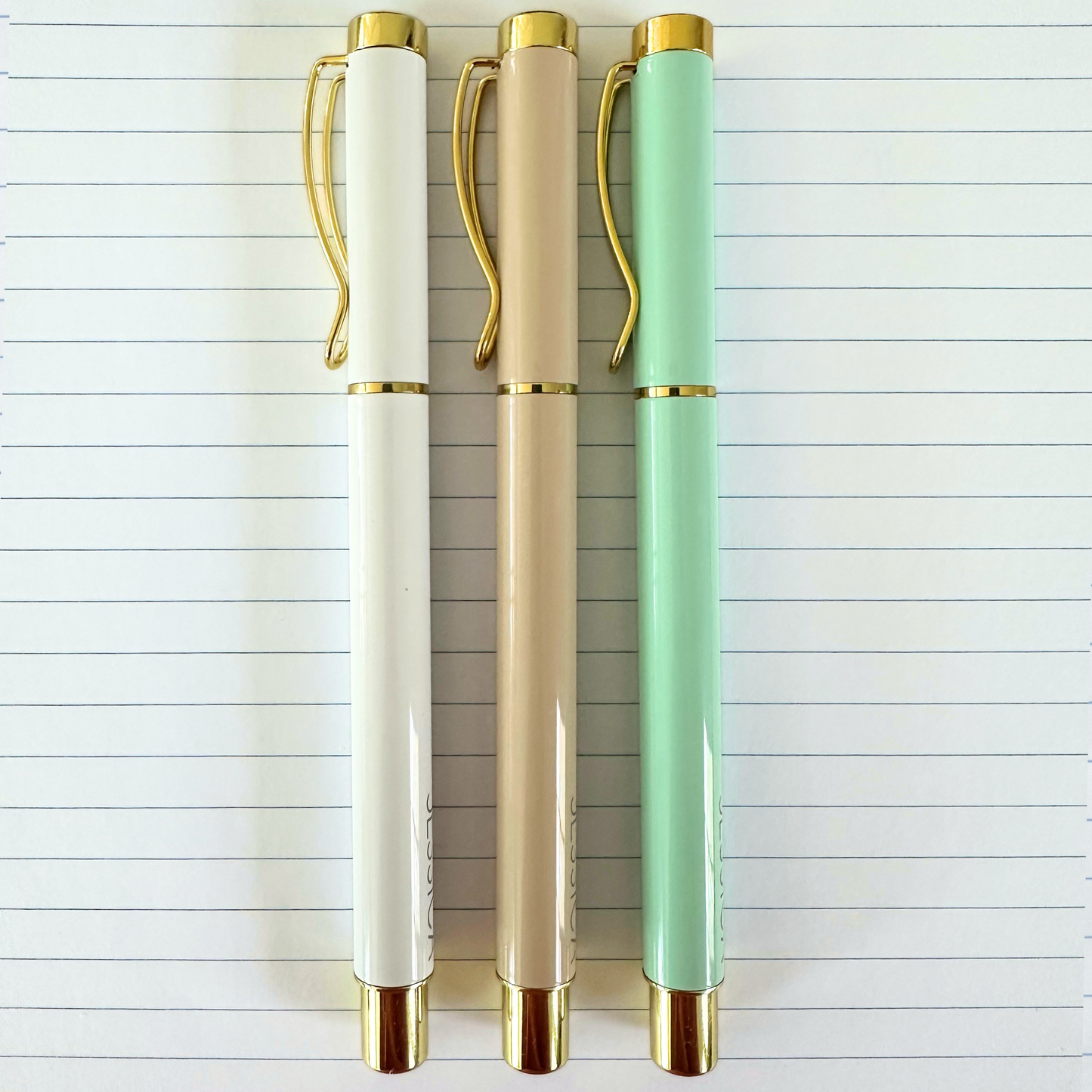 Gold Trim Custom Engraved Gel Pens - Set of 3