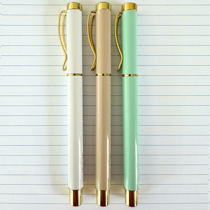 Gold Trim Custom Engraved Gel Pens - Set of 3