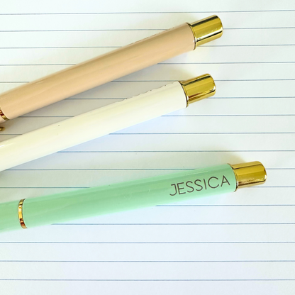 Gold Trim Custom Engraved Gel Pens - Set of 3