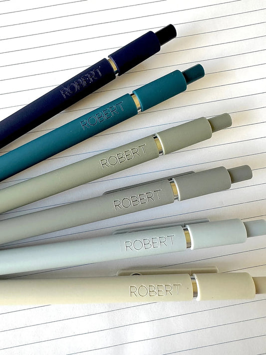 Custom Engraved Soft Touch Gel Pens - Set of 6