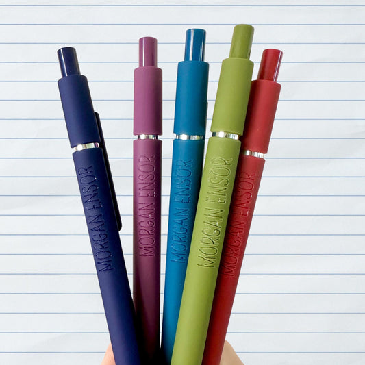 Custom Engraved Soft Touch Gel Pens - Set of 5