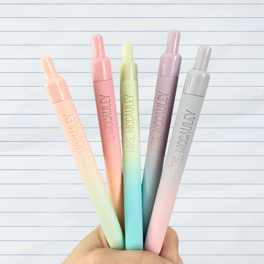 Custom Engraved Gradient Multicolor Ink Gel Pens - Set of 5